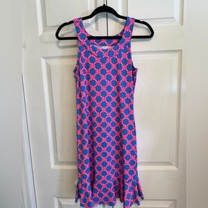 Lulu B Pink and Blue Spade Halter Ruffle Dress Size XS